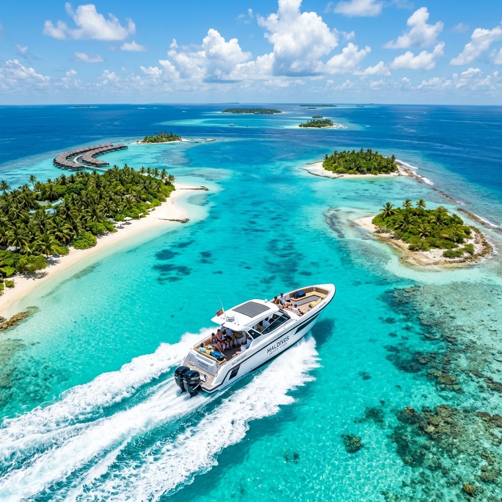 Speedboat island hopping Maldives